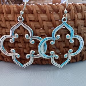 Toledo Statement French Wire Earrings, silver